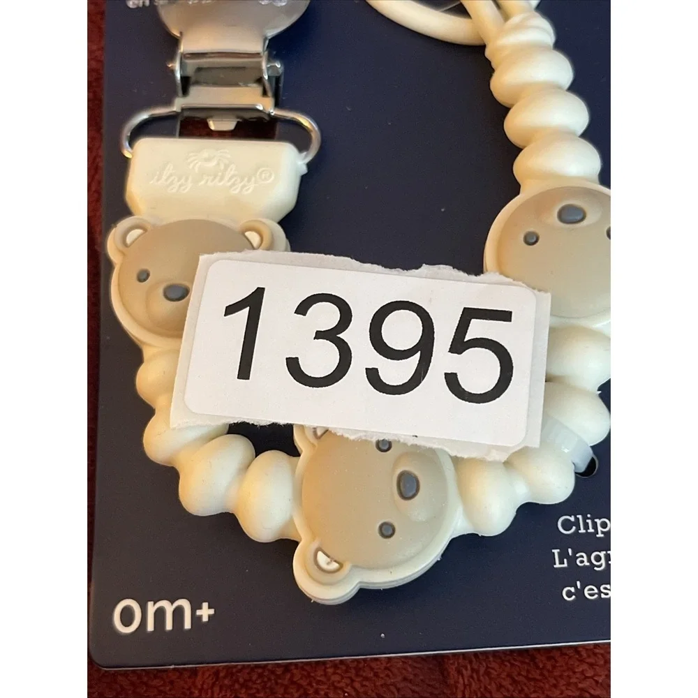 2 - Itzy Ritzy Paci Strap + Silicone Pacifier Clip, Bear Clip, No Paci Included